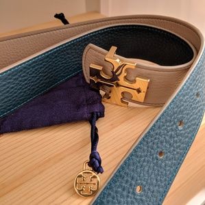 Tory Burch Belt - French Gray and Teal NWOT rare